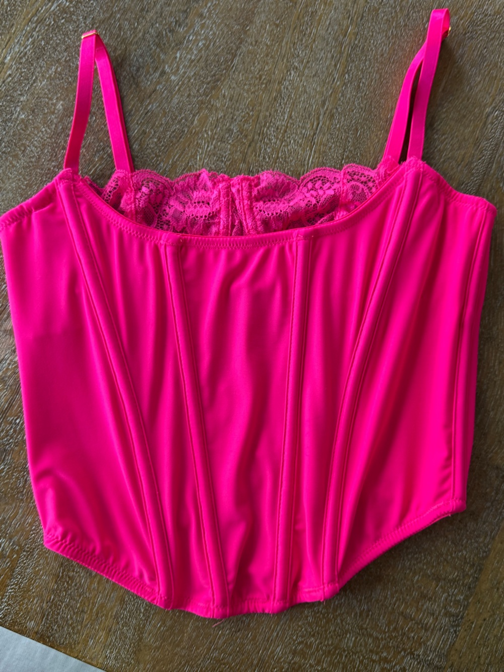 Out from Under Urban Outfitters Hot Pink Lace Trim Bustier Top